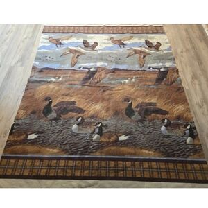 Vintage Wildlife Ducks Geese & Dogs Blanket Queen 90"x74" Wall Hanging